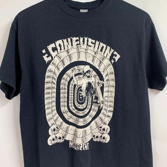 Confusion Skate Magazine Men's Vintage Skate Spiral Short Sleeve Shirt SZ M - Picture 4 of 12